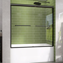 Load image into Gallery viewer, Versatile Reversible 60 in. Tub Shower Door - Anti-Crash Design in Matte Black