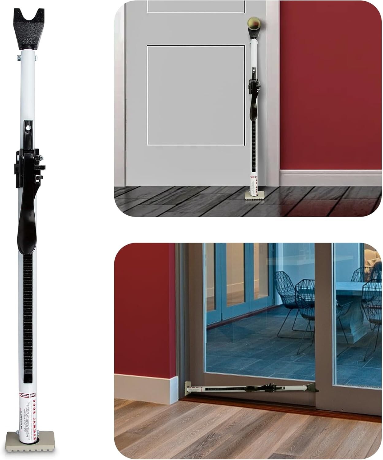 Adjustable Door Security Bar - Stylish Powder-Coated Alloy Steel for Home Safety