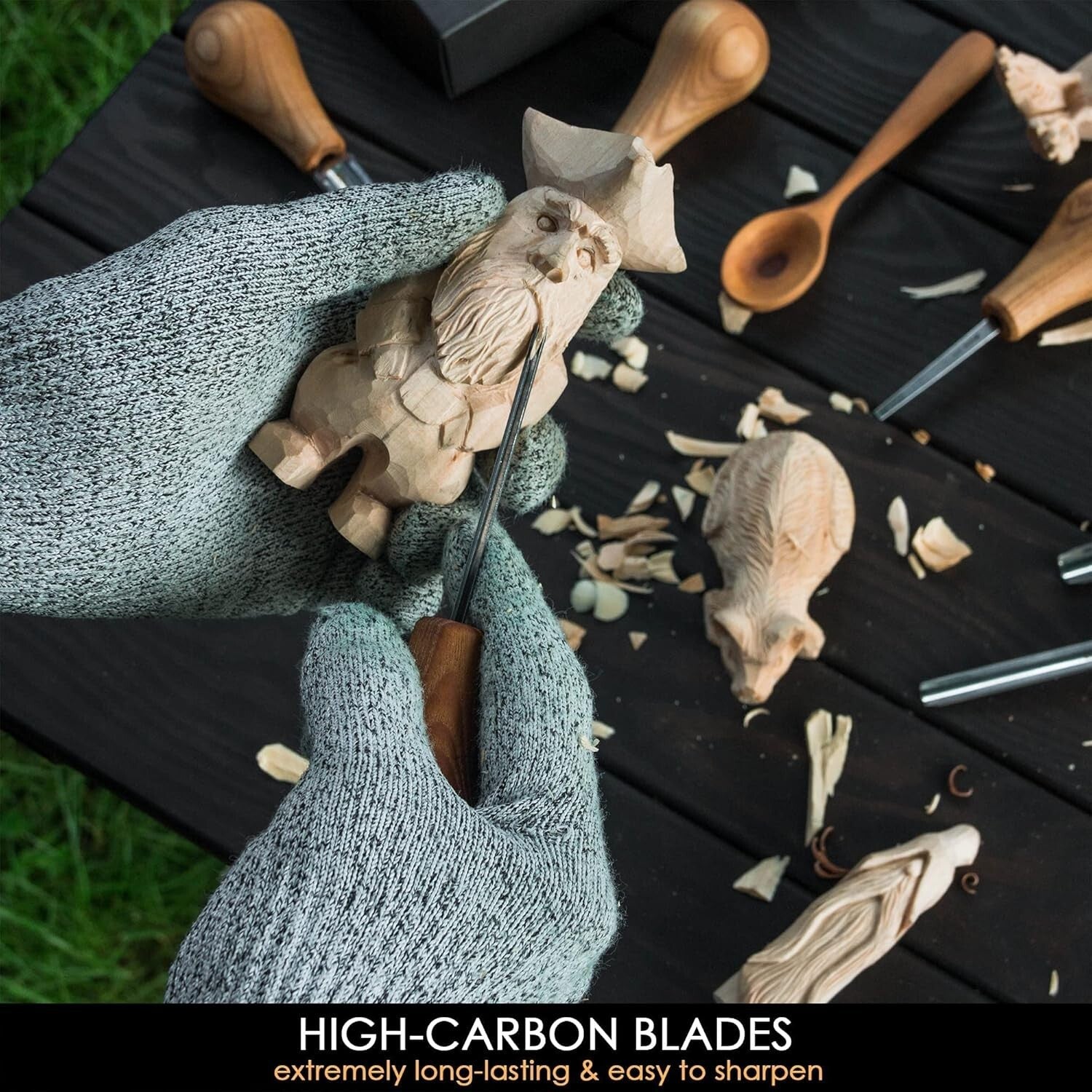 Professional Wood Carving Tools Kit - Ergonomic Palm Gouges for Precision