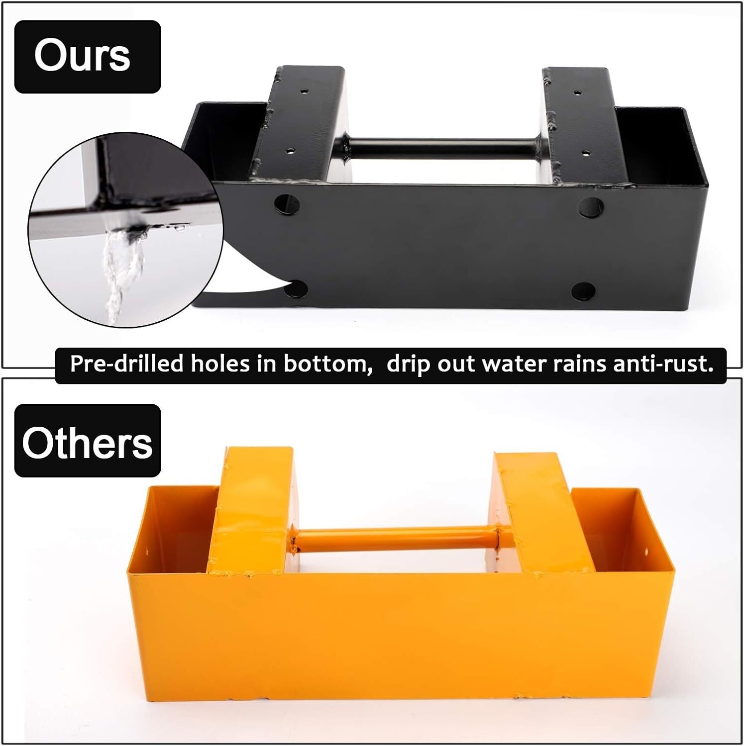 Freestanding Adjustable Firewood Holder with Drain Holes - Black Steel Bracket