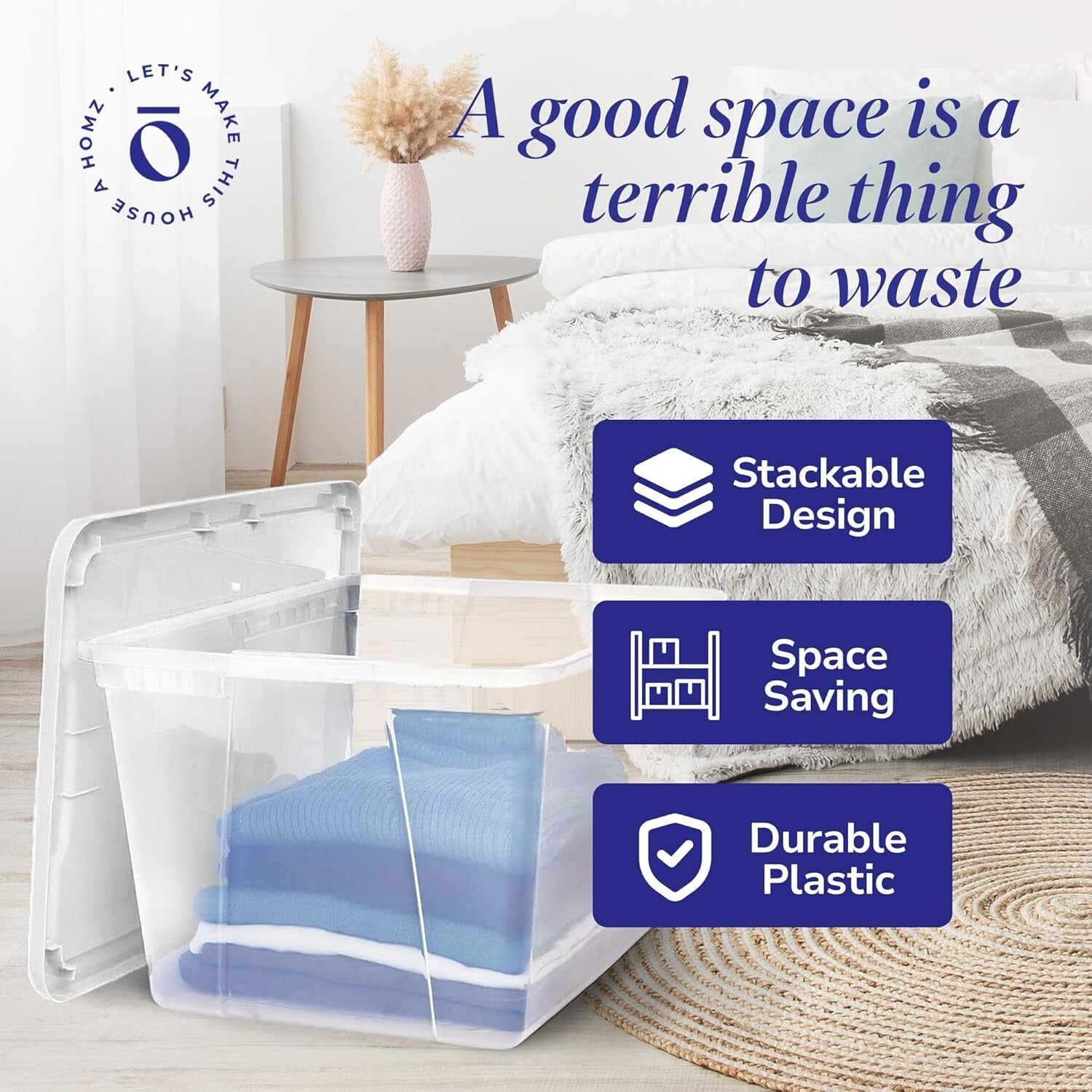 Eco-Friendly 2-Pack 56 Quart Clear Plastic Storage Bins with Snap Lock Lids