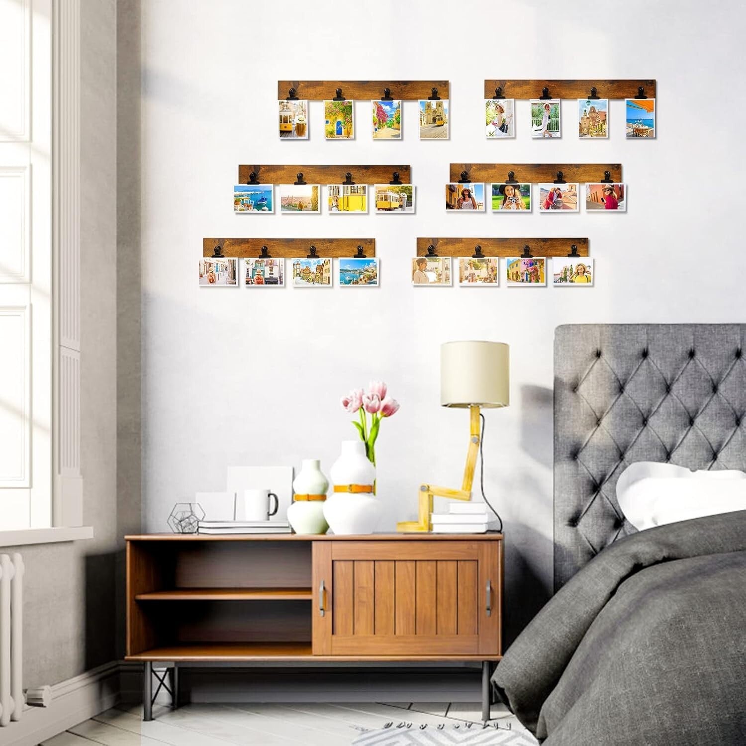 Versatile 17" Wall-Mount Photo Frame with 24 Clips - Organize Your Memories