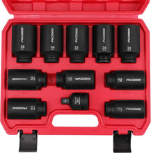 Load image into Gallery viewer, Precision 11-Piece Chrome Molybdenum Deep Socket Set with Laser-Etched Sizes