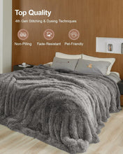 Load image into Gallery viewer, Super Soft King Size Grey Faux Fur Throw Blanket – Cozy Comfort for All Seasons