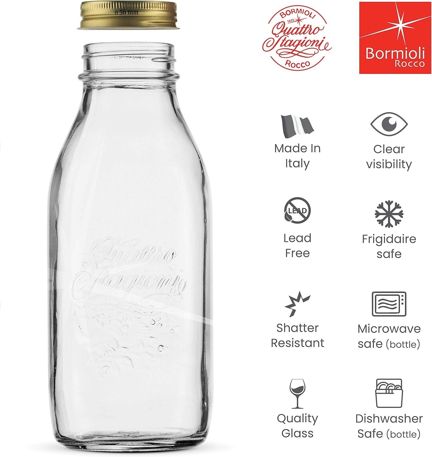 Versatile 6-Pack 1 Liter Glass Bottles with Airtight Lids - Ideal for Beverages