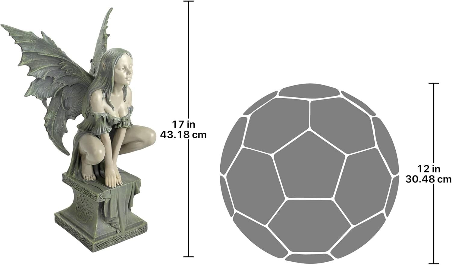 Celtic Fairy Garden Statue - Large 19" Fairy with Butterfly Wings in Two Tone