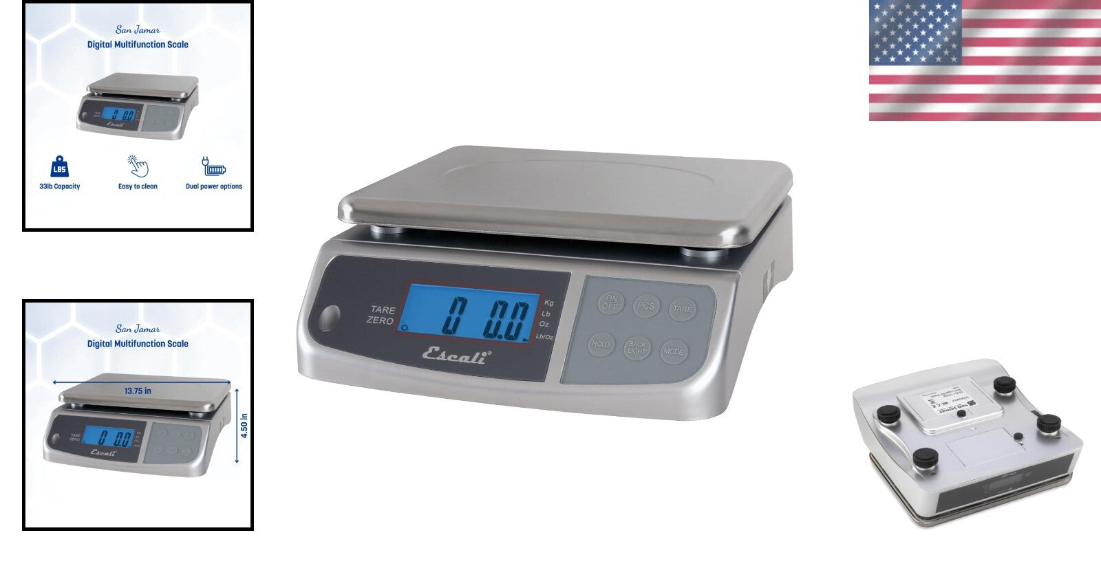 Escali Promzr M-Series Digital Kitchen Scale with LCD Display, 33 lb Capacity