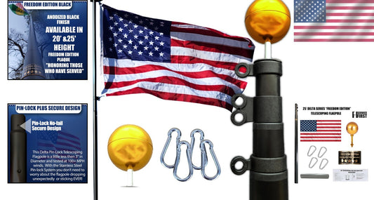 Durable 20FT Heavy Duty Flagpole with Anodized Pin-Lock & PVC Mounting Sleeve