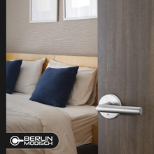 Load image into Gallery viewer, Elevate Your Space with Brushed Nickel Reversible Entry Lever Door Handle Set