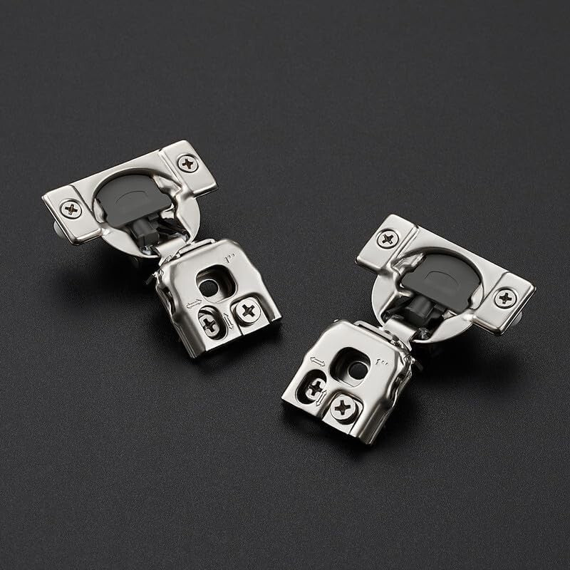 50 Pack Soft Close Hinges | 1 Inch Overlay Satin Nickel for Kitchen Cabinets