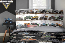 Load image into Gallery viewer, Complete Monster Jam Twin Size Bed Set: Fun Comforter and Sheets for Kids' Rooms