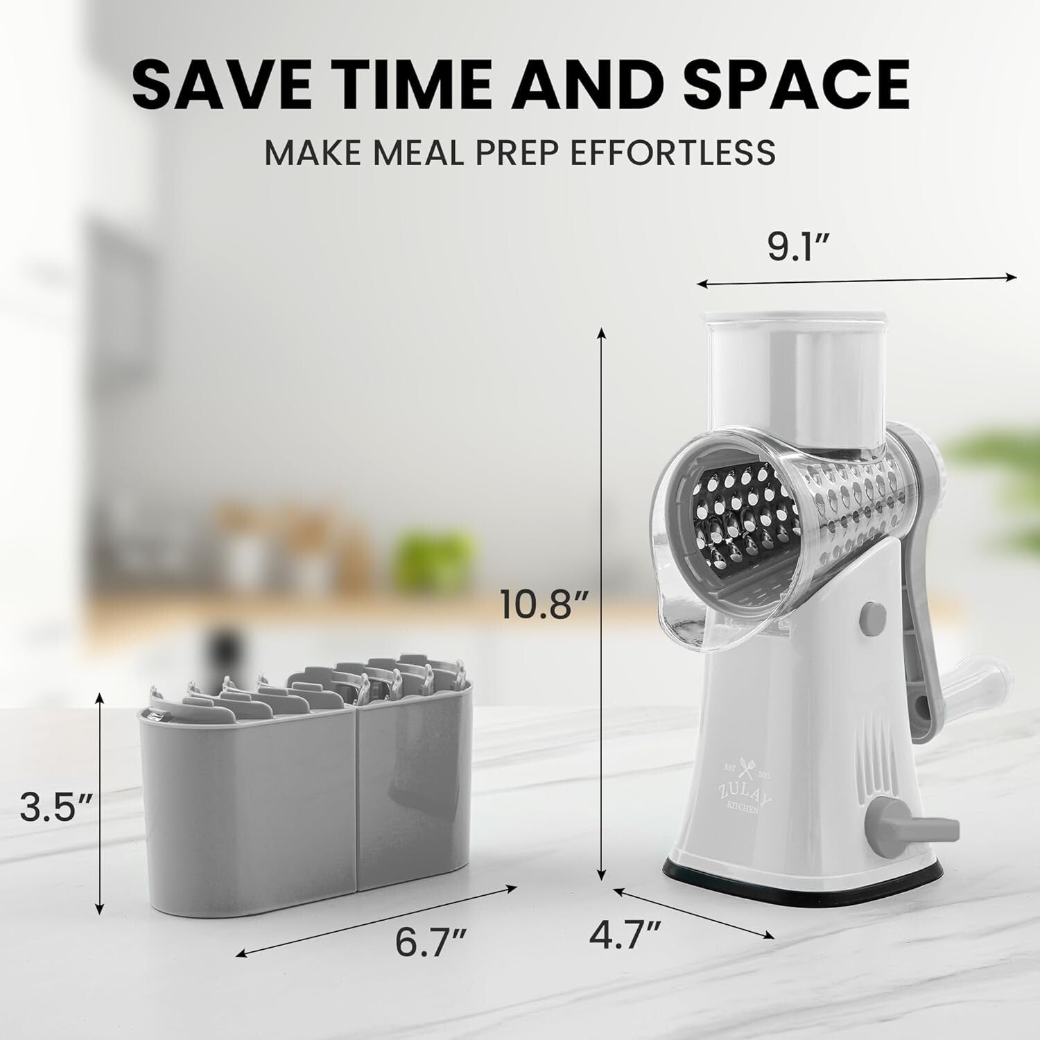 Safe & Efficient Manual Cheese Shredder with Reinforced Suction Base - 5 Blades