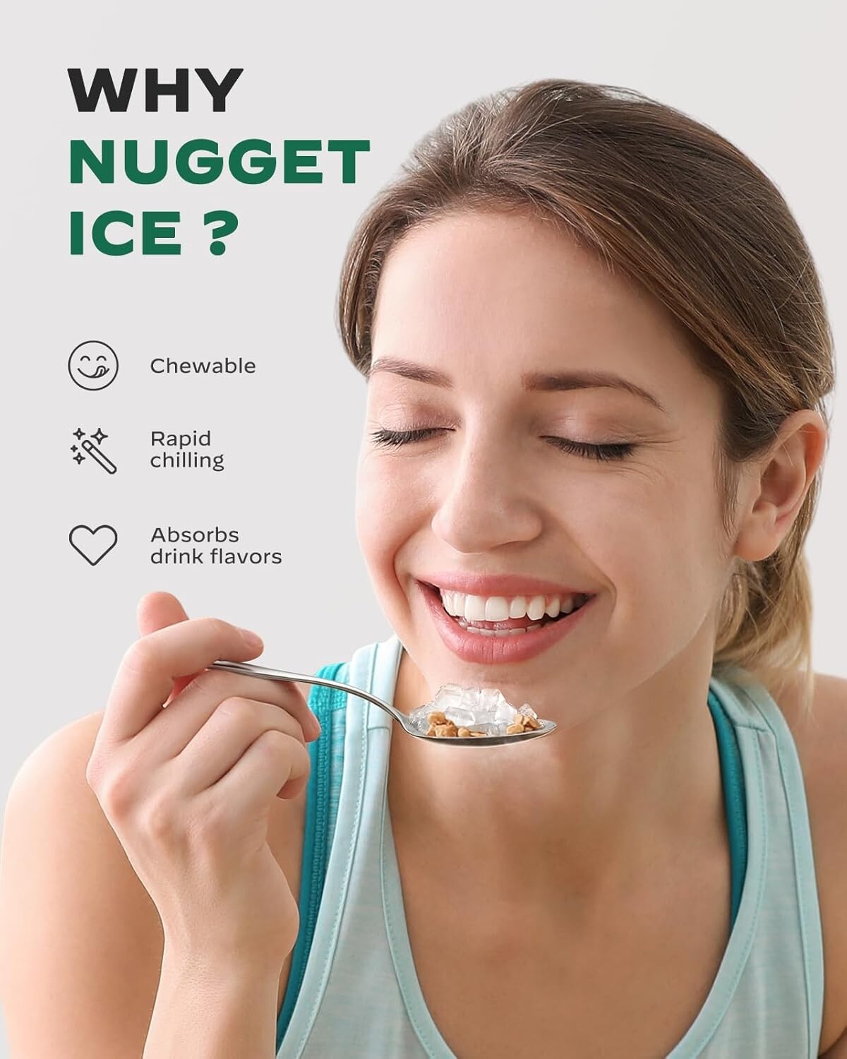 Compact Nugget Ice Maker with Self-Cleaning Feature - 33 Lbs Daily Capacity