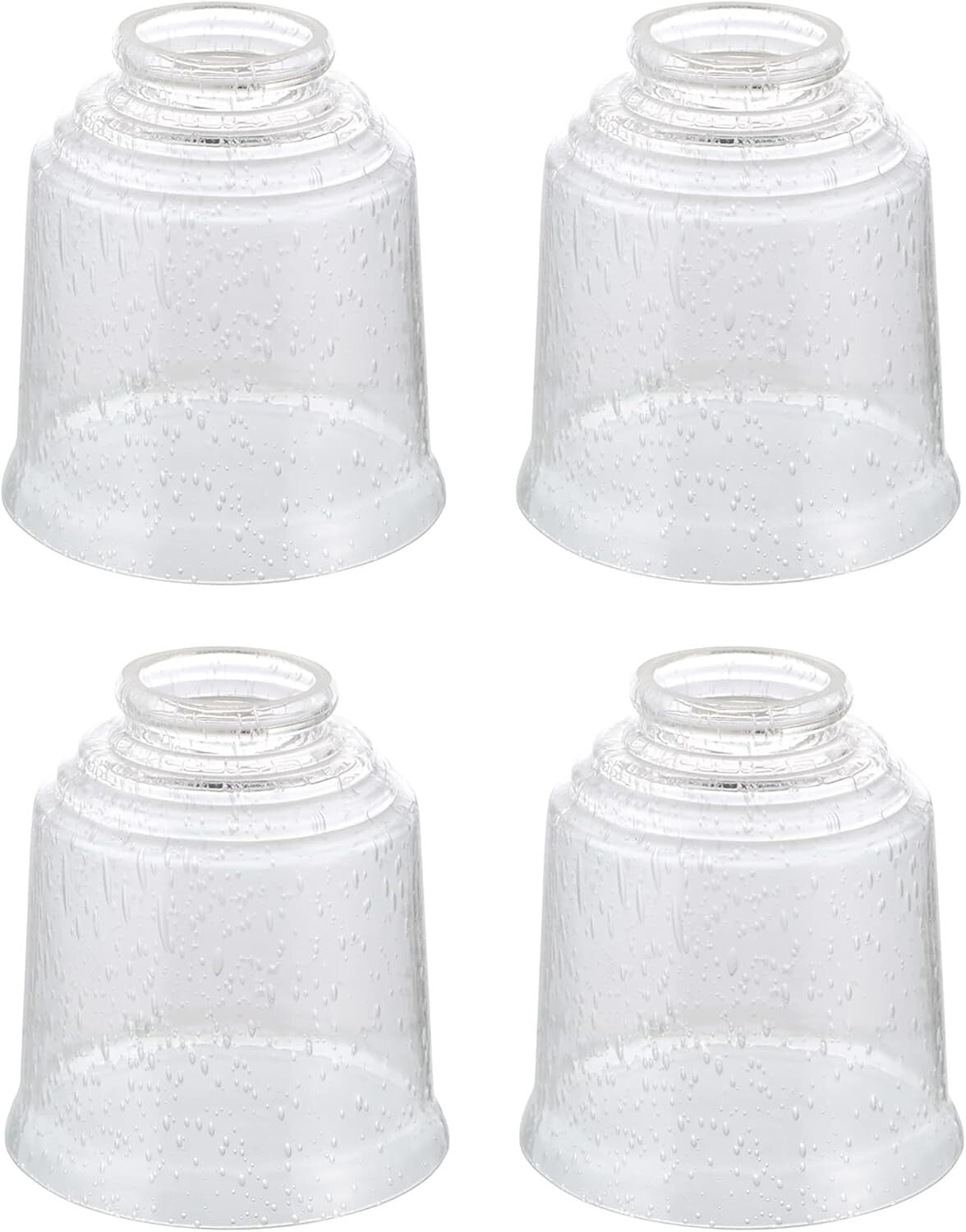 Transitional Clear & Seeded Glass Lamp Shades - 4 Pack, Bell Shape 2-1/8" Fitter