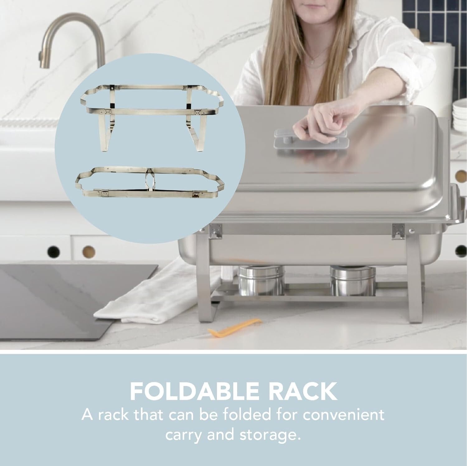 Elegant 4 Pack 8 Quart Stainless Steel Chafers – Keeps Food Warm and Ready