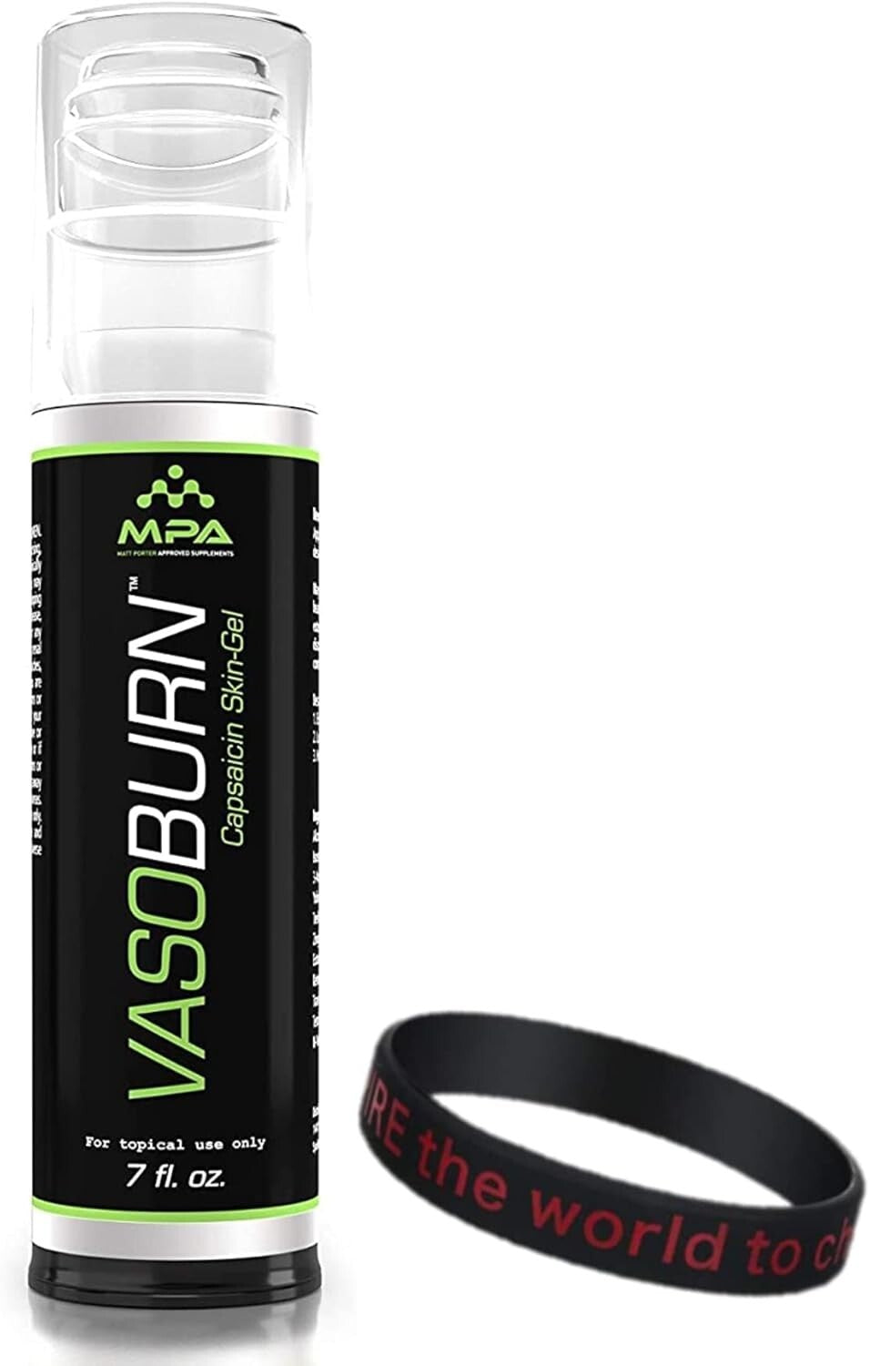 MPA VasoBurn Capsaicin Gel 7oz - Targets Stubborn Fat + Motivational Wristband