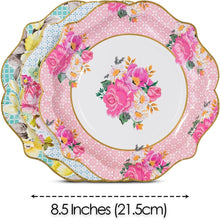 Load image into Gallery viewer, Pretty Floral Paper Plates Bulk Pack - 9 Inch Ideal for Weddings, Showers &amp; More