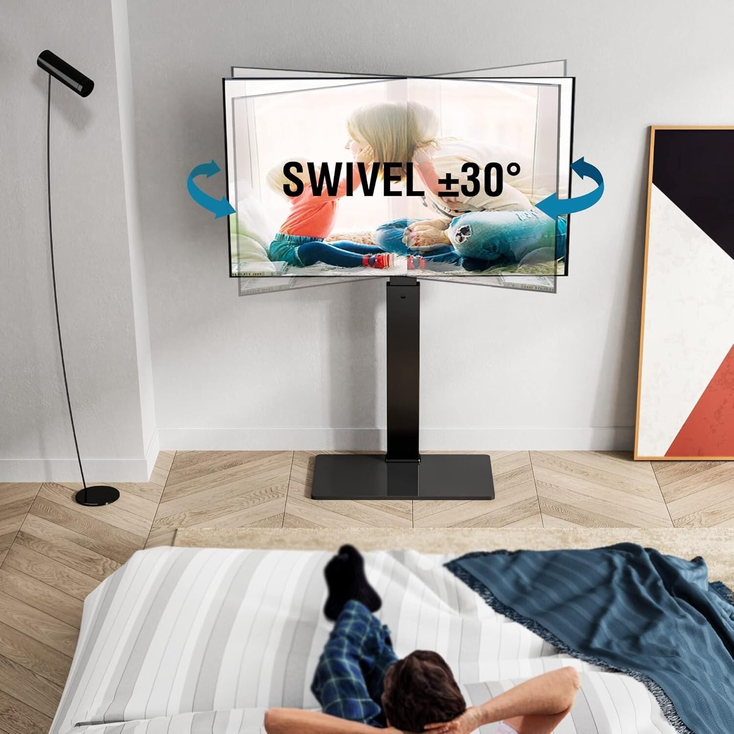 Elegant Swivel TV Stand with Cable Management for 32-75 Inch Flat/Curved Screens