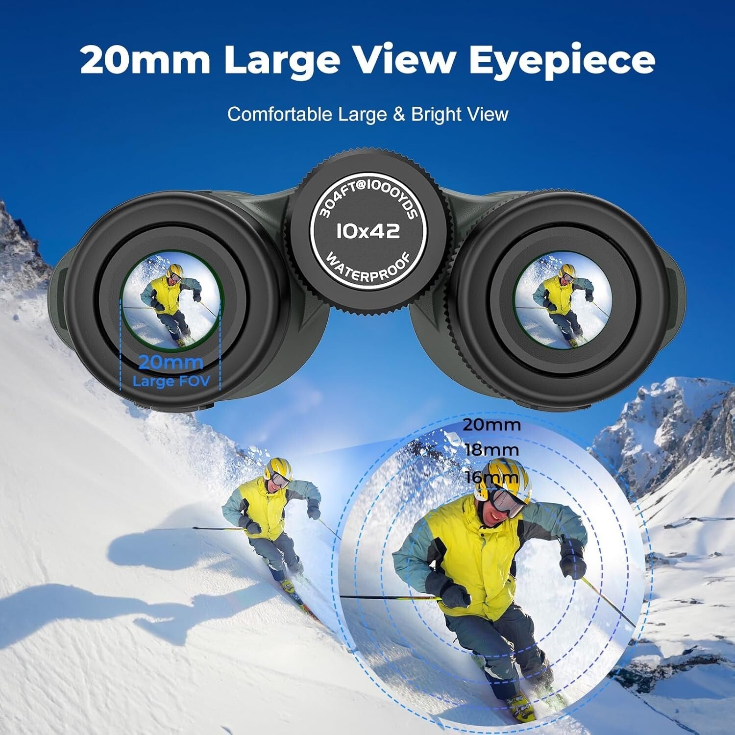 10X42 High Power Waterproof Binoculars with Phone Adapter for Outdoor Adventures