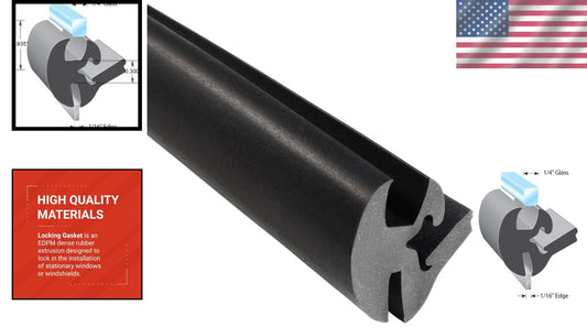 Versatile 25' EPDM Rubber Window Gasket - One-Piece Locking Seal for Windshields