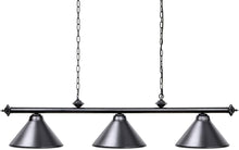 Load image into Gallery viewer, Vintage Black 3-Light Pool Table Light - Modern Industrial Chandelier Elegance