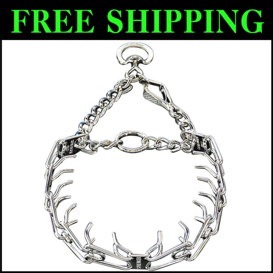Chrome Plated Steel Prong Collar 23in with Quick Release for Large Dogs