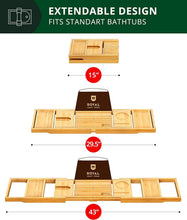Load image into Gallery viewer, Stylish Bamboo Bath Tray - Expandable &amp; Waterproof Design for Luxurious Soaks