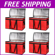 Load image into Gallery viewer, Eco-Friendly Insulated Grocery Shopping Bags 4-Pack - Red, Stylish &amp; Practical