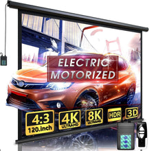 Load image into Gallery viewer, Versatile 120-Inch Electric Projector Screen for Home Theater &amp; Outdoor Use