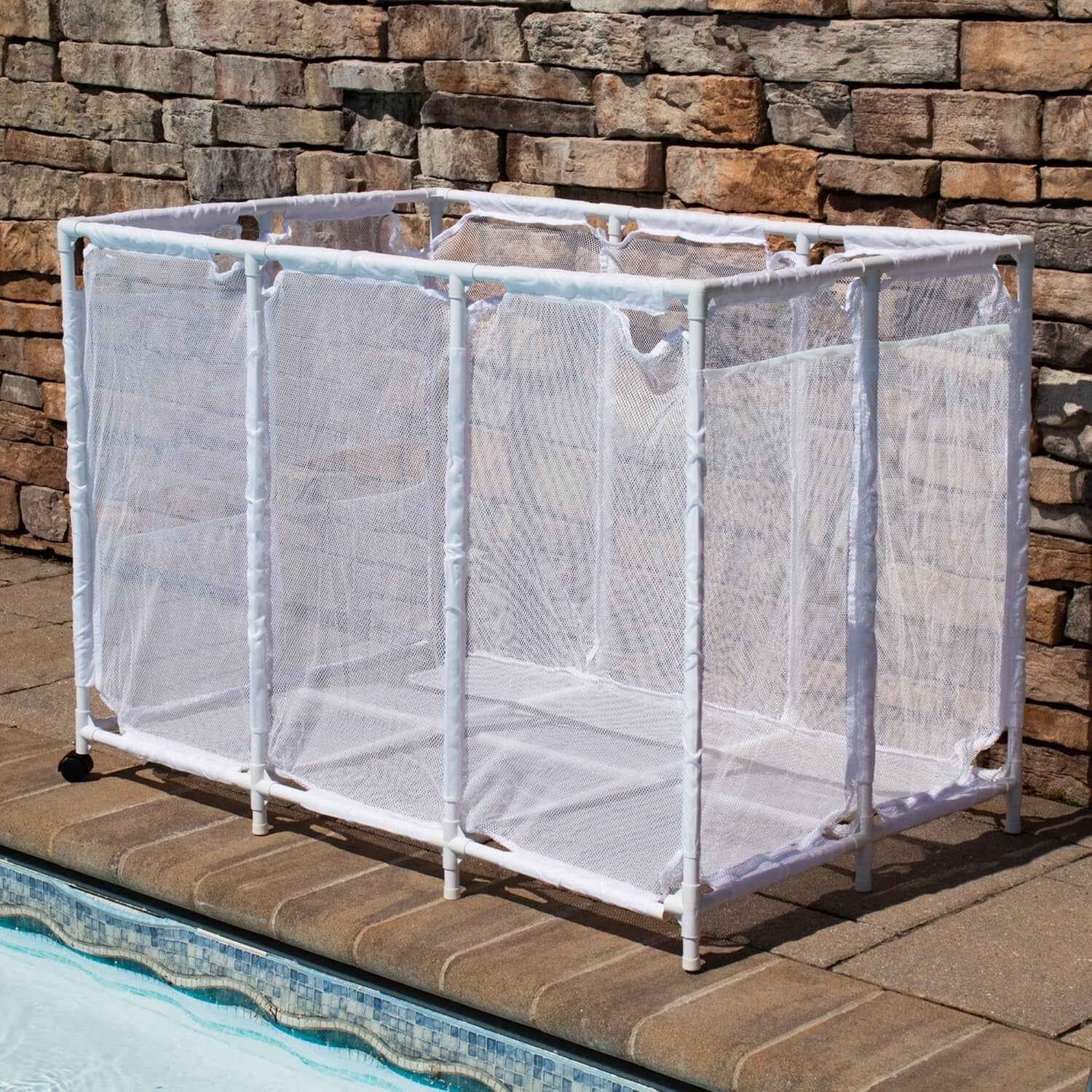 Stylish White Pool Floats & Noodles Organizer - 47.2" W Outdoor Storage Solution