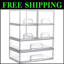 Load image into Gallery viewer, Clear Stackable Organizing Drawers - Set of 6 for Kitchen, Bathroom, and Beyond