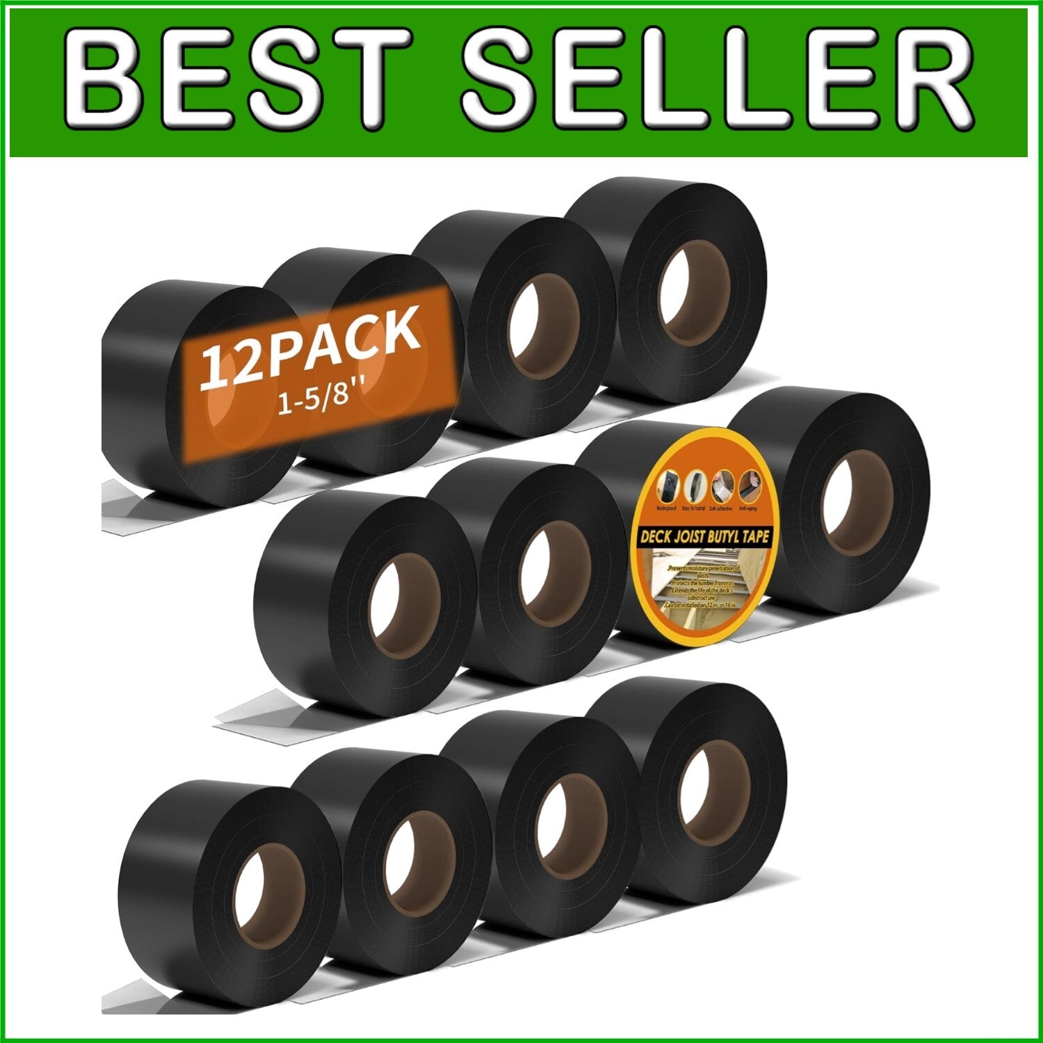12 Pack Waterproof Deck Joist Tape 1-5/8'' x 50' - Ultimate Protection for Decks
