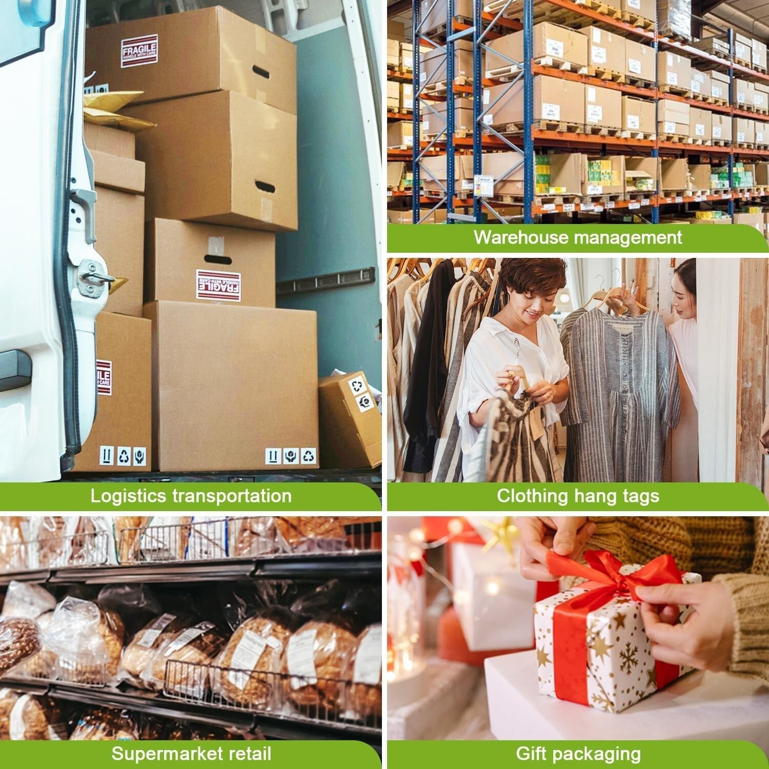 Adhesive 2" x 1" Direct Thermal Labels Compatible with Rollo & Zebra Printers