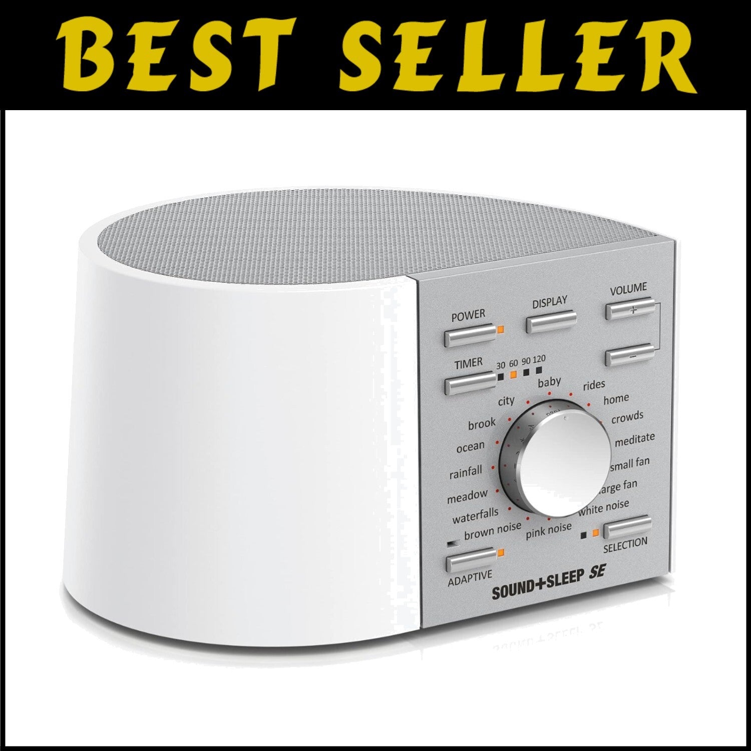 Compact Sound + Sleep Noise Machine - USB Ports & 3.5mm Jack - Silver/White