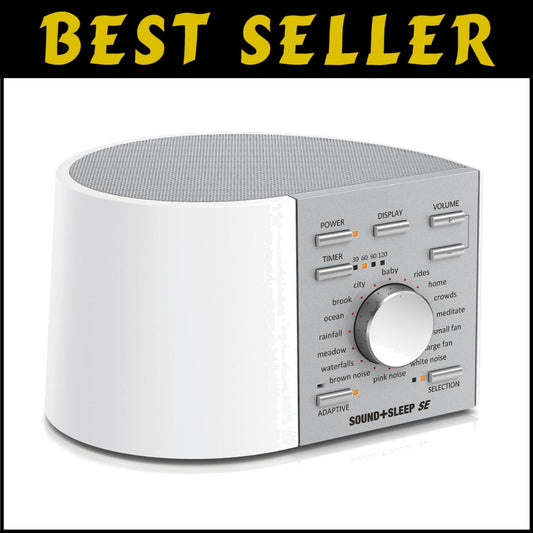 Compact Sound + Sleep Noise Machine - USB Ports & 3.5mm Jack - Silver/White