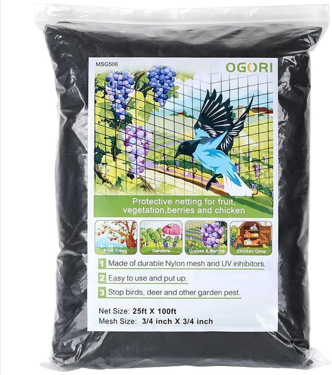 Weather-Resistant 25' x 100' Nylon Netting for Fruit Trees and Vegetables