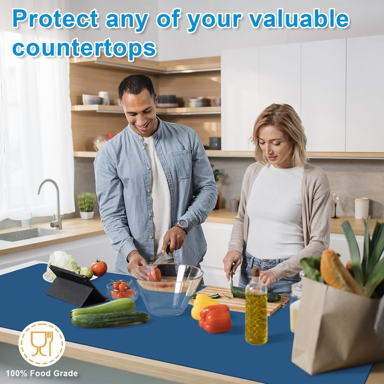 Premium 47"x23.6" Silicone Counter Mat - Durable, Non-Slip Protector for Cooking