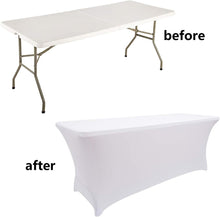Load image into Gallery viewer, White Spandex 6ft Table Covers - 20pcs, Modern Style for Weddings and Events