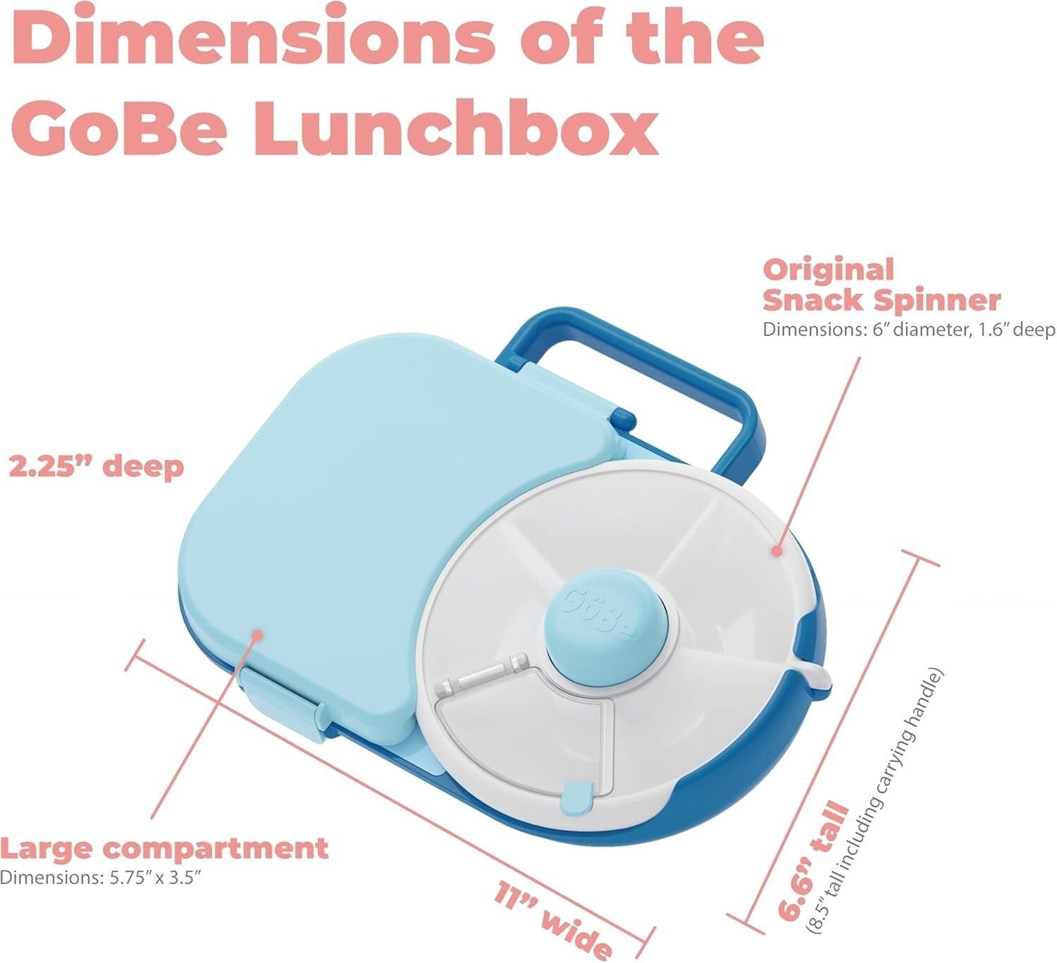Durable Macaron Blue Lunchbox with Snack Spinner - Perfect for School Days