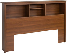 Load image into Gallery viewer, Elegant Full/Queen Bookcase Headboard - Durable Cherry Finish with Storage