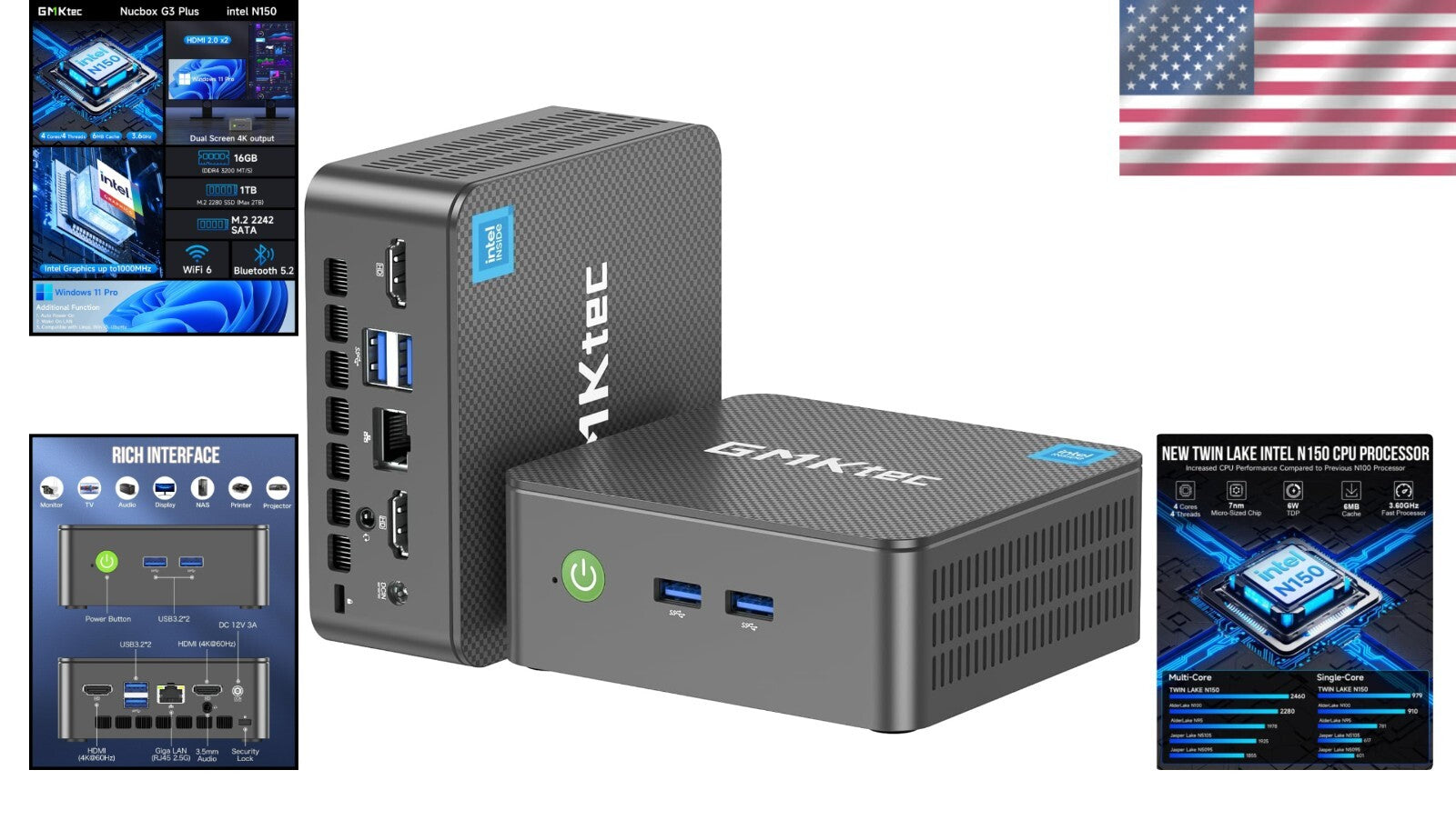 High-Performance Mini Desktop | 16GB RAM, 1TB NVMe SSD, Intel N150 4K Ready