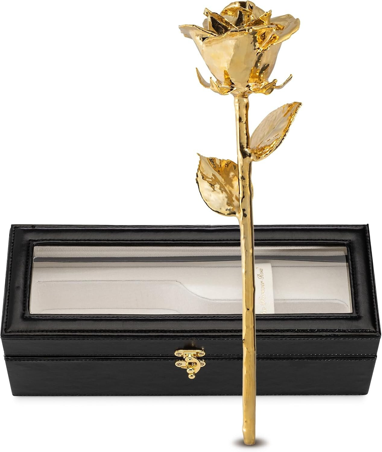 Elegant Leather Case with 24K Gold Dipped Real Rose - Perfect Keepsake Gift