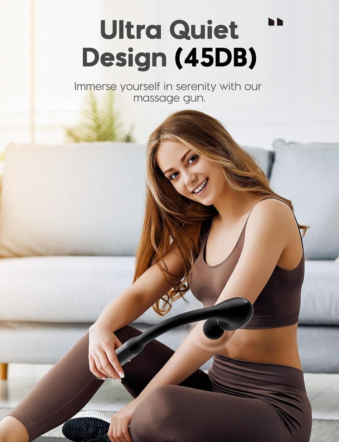 Rechargeable Deep Tissue Massage Gun with Extension Handle and 5 Speed Settings