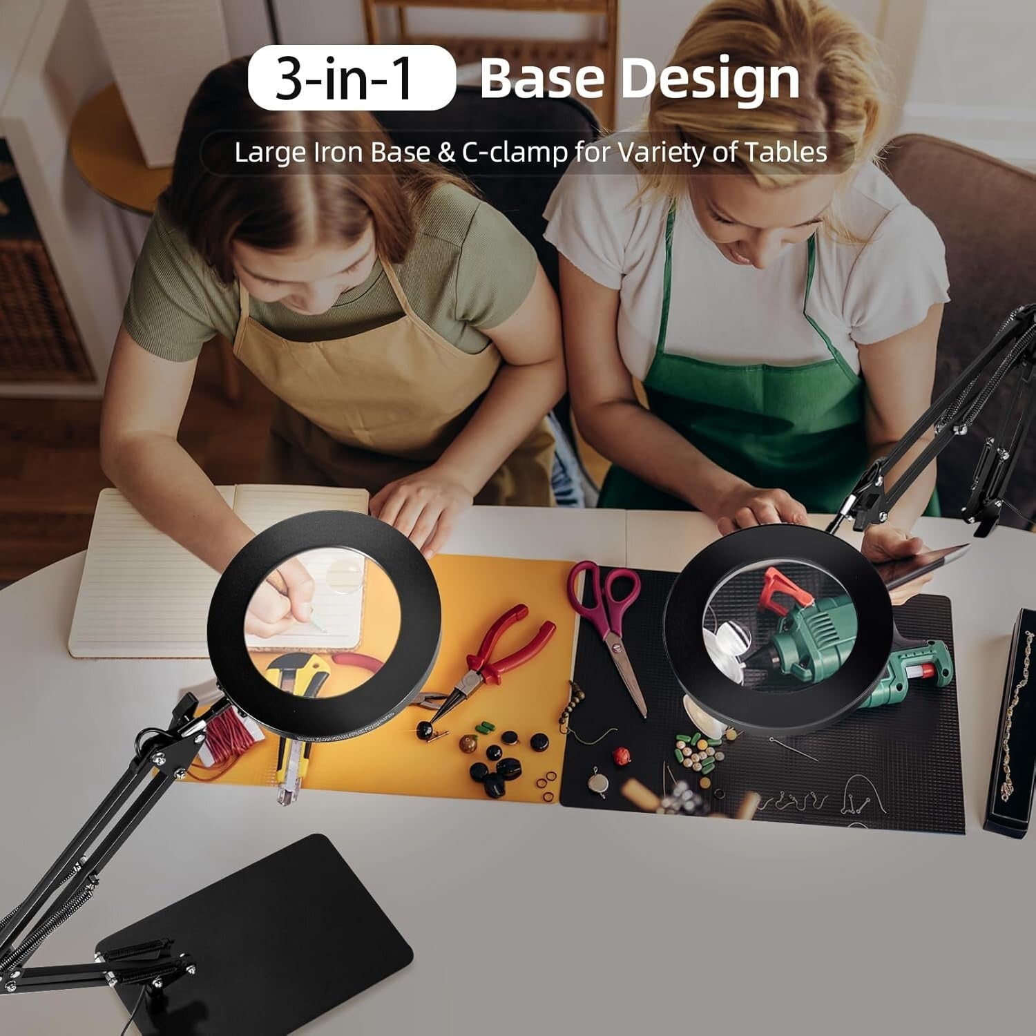 Flexible Gooseneck Magnifier with Light - 10x/5x for Easy Reading and Crafts