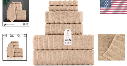 Plush Turkish Cotton Towel Set - 6 Pieces with Quick Drying & Luxurious Comfort