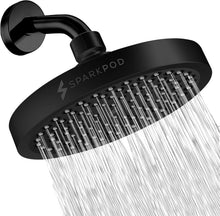 Load image into Gallery viewer, Luxury High Pressure Rain Shower Head - Matte Black 6" Round, Easy Install