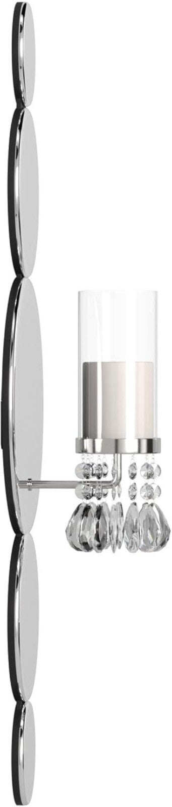Captivating Mirrored Candle Sconce with Crystal Drops - Ideal for Elegant Spaces
