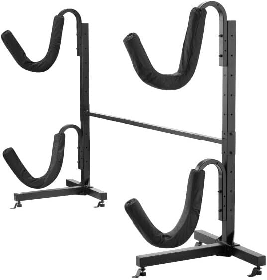 Heavy-Duty Freestanding Kayak Storage Rack with Padded Arms - Holds 2 Kayaks