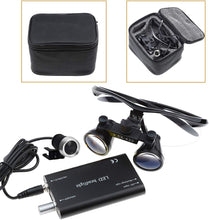Load image into Gallery viewer, Professional 3.5X Dental Loupes with Adjustable Headlight &amp; Anti-Fog Features