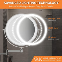 Load image into Gallery viewer, 8” Round Makeup Mirror with 54 LED Lights - Rechargeable &amp; Adjustable Brightness